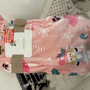 Pink ballerina nutcracker Christmas Plush Throw Blanket